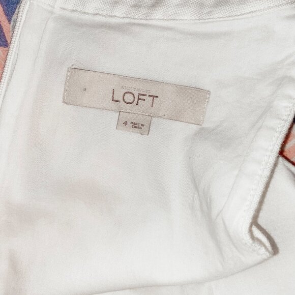 Loft White Embroidered Linen Blend Sleeveless Dress Size 4 - Picture 3 of 4